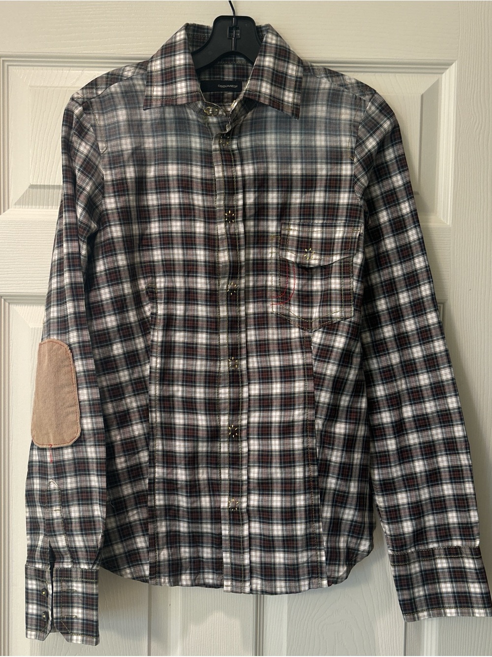 Plaid Button-Front Shirt in Gray and Black - DSquared